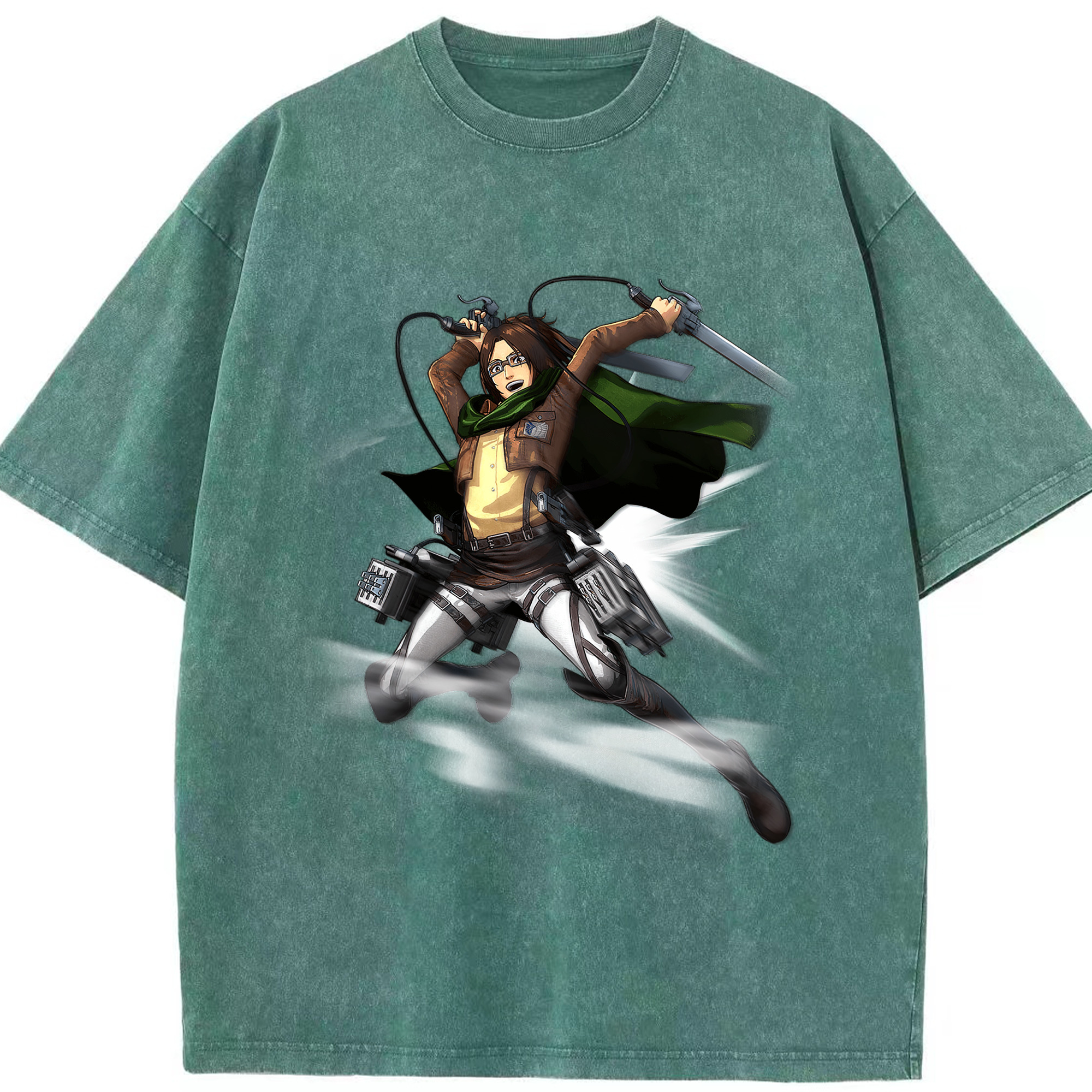 （画像用） 進撃の巨人 ハンジ·ゾエ Attack on Titan Hanji Zoe 綿100% ヴィンテージ風 半袖Tシャツ（フロントプリント）
